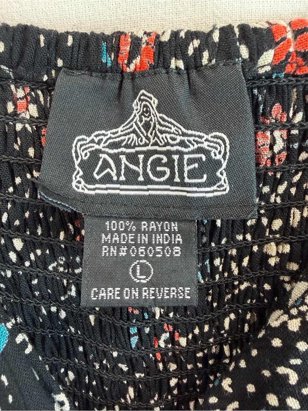 Angie Keyhole Cutout Black Floral Twist-Front Long Sleeve Boho Dress Size Large - Picture 9 of 9